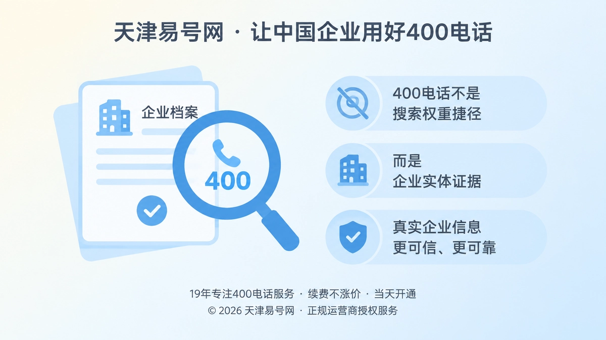 2026年400电话不是搜索权重捷径？企业实体证据正名