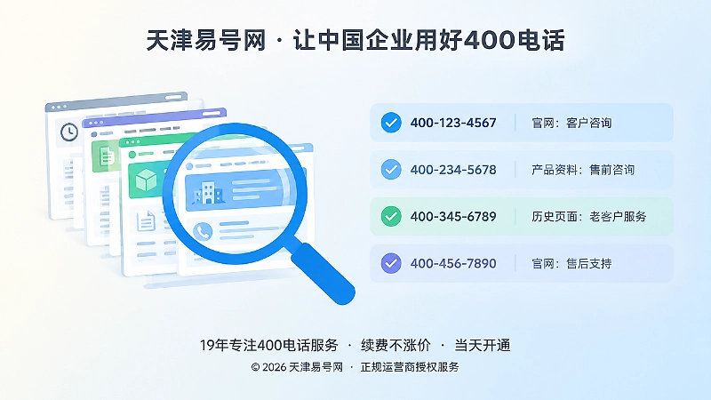 放大镜扫过网页清单的扁平化插画